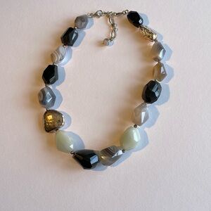 Stunning necklace in Sterling and muted semi precious chunky stones